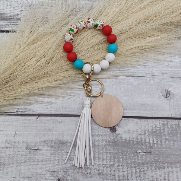 2023 christmas cross-border new exquisite silicone tape wooden tag chain leather keychain tassel bracelet, Silver
2023 christmas cross-border new exquisite silicone tape wooden tag chain leather keychain tassel bracelet, Silver