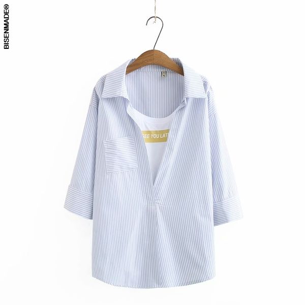 women's plus size tshirt women's clothing blouses shirts plus size spring summer fashion casual blue stripe false two pieces chem, Black
women's plus size tshirt women's clothing blouses shirts plus size spring summer fashion casual blue stripe false two pieces chem, Black