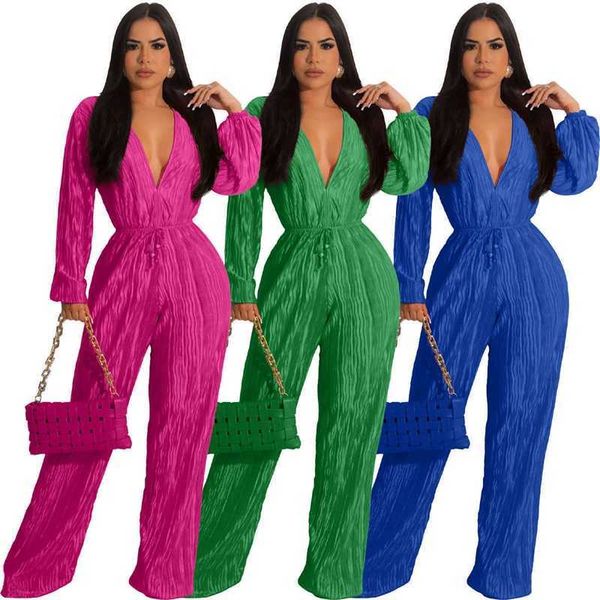 autumn deisgner women jumpsuits deep v-neck lace up fashion pleated long sleeve elastic waist rompers wide leg playsuit, Black;white
autumn deisgner women jumpsuits deep v-neck lace up fashion pleated long sleeve elastic waist rompers wide leg playsuit, Black;white