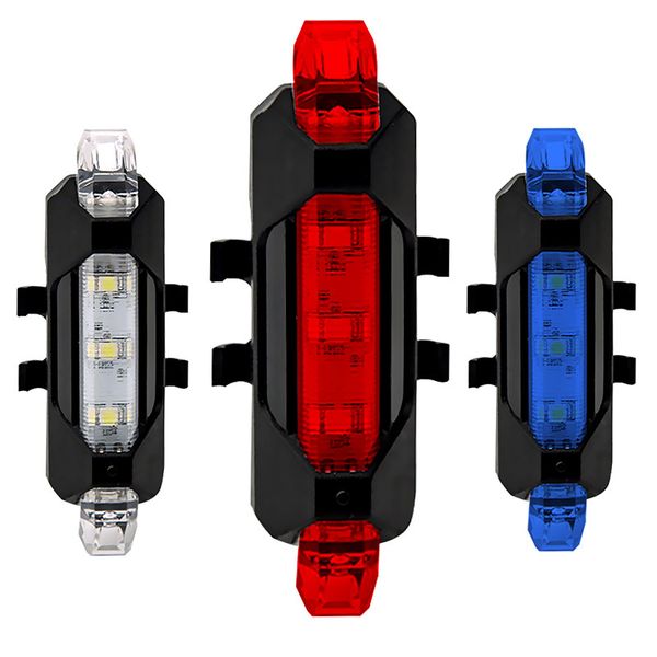 Image of Cycling 5 LED USB Rechargeable mountain Bike Tail Warning Light Rear Safety Lamp Cycling Bicycle Reflector lights 4 Mode taillight accessaries