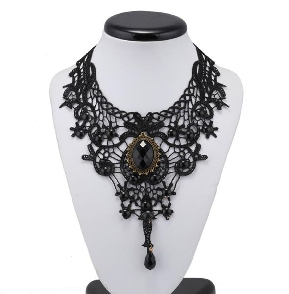 vintage fashion gothic choker crystal black lace necklace women chockers steampunk jewelry5420287, Golden;silver
vintage fashion gothic choker crystal black lace necklace women chockers steampunk jewelry5420287, Golden;silver