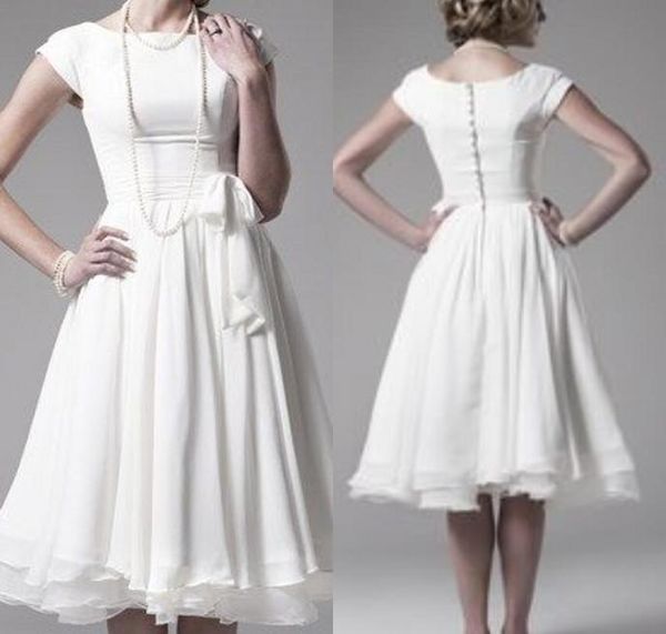 short beach modest wedding dresses with sleeves chiffon knee length boho wedding gowns with cap sleeves sashes summer reception dr1967217, White
short beach modest wedding dresses with sleeves chiffon knee length boho wedding gowns with cap sleeves sashes summer reception dr1967217, White