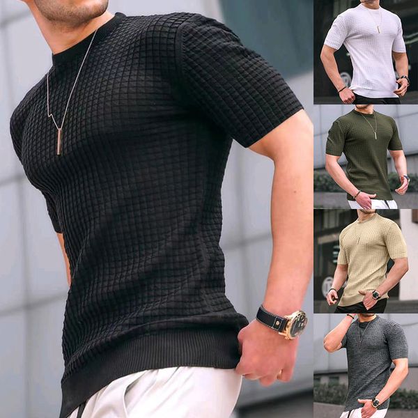 2023 men's t-shirts new summer male small checker t-shirt round neck casual half sleeve top, White;black
2023 men's t-shirts new summer male small checker t-shirt round neck casual half sleeve top, White;black