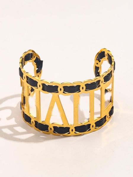 europe fashion style designer brand letter bracelets women bangle luxury designer jewelry hollow 18k gold plated stainless steel w3550951, Black
europe fashion style designer brand letter bracelets women bangle luxury designer jewelry hollow 18k gold plated stainless steel w3550951, Black