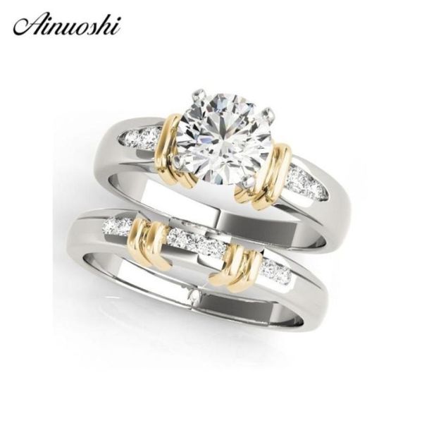 ainuoshi trendy 925 sterling silver women wedding engagement ring sets yellow gold color 1ct round aniversary anillos de plata y201463054, Slivery;golden
ainuoshi trendy 925 sterling silver women wedding engagement ring sets yellow gold color 1ct round aniversary anillos de plata y201463054, Slivery;golden