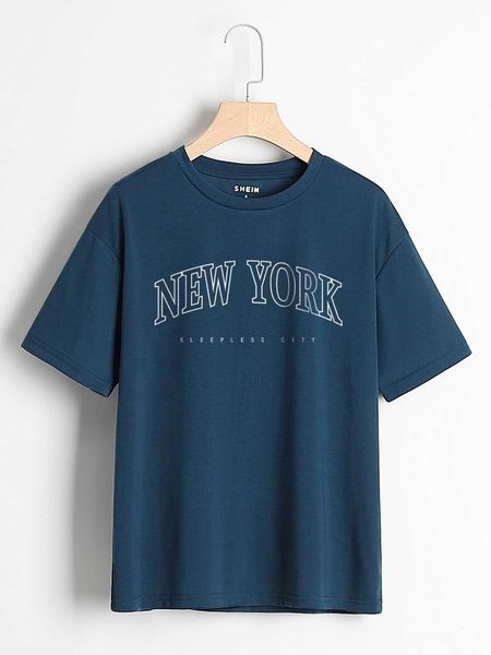 women's fashion t-shirt letter graphic crew neck, White