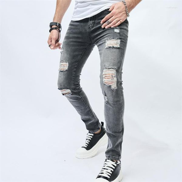 men's jeans 2023 broken holes elastic casual slim fit pants with small feet folded thighs and, Blue
men's jeans 2023 broken holes elastic casual slim fit pants with small feet folded thighs and, Blue