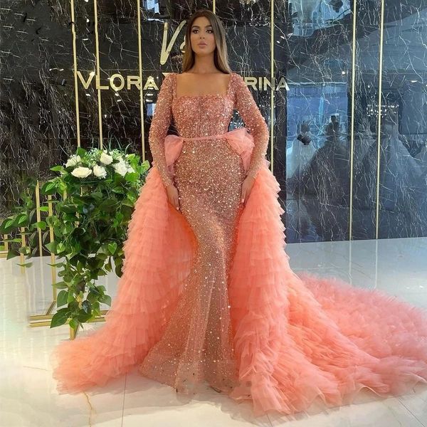 eleagnt sequins bodice prom dresses with overskirt ruffle dubai eveing gowns crystals long sleeve saudi arabic vestido de novia, Black
eleagnt sequins bodice prom dresses with overskirt ruffle dubai eveing gowns crystals long sleeve saudi arabic vestido de novia, Black