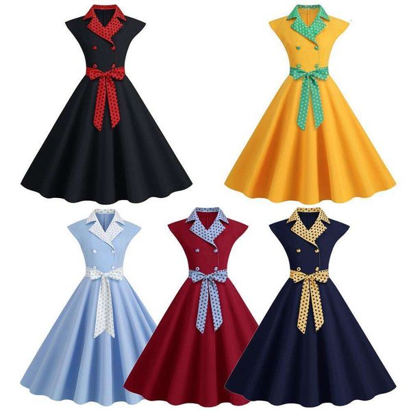 elegant tailored collar polka dot casual pure color slimming large swing dress with belt, Black;gray
elegant tailored collar polka dot casual pure color slimming large swing dress with belt, Black;gray