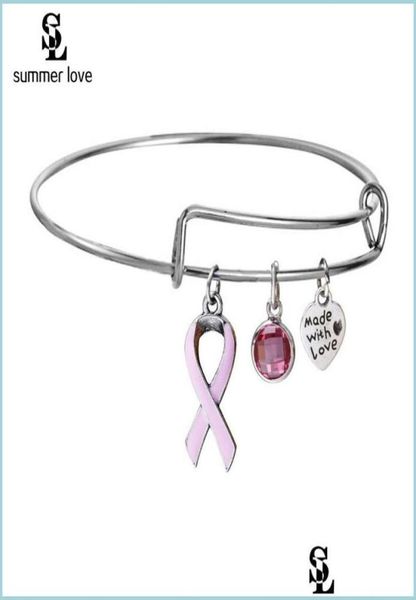 bangle breast cancer pink ribbon crystal charm wire bangles bracelet hand made with love bracelets adjustable jewelry gift bdejewe2927288, Black
bangle breast cancer pink ribbon crystal charm wire bangles bracelet hand made with love bracelets adjustable jewelry gift bdejewe2927288, Black