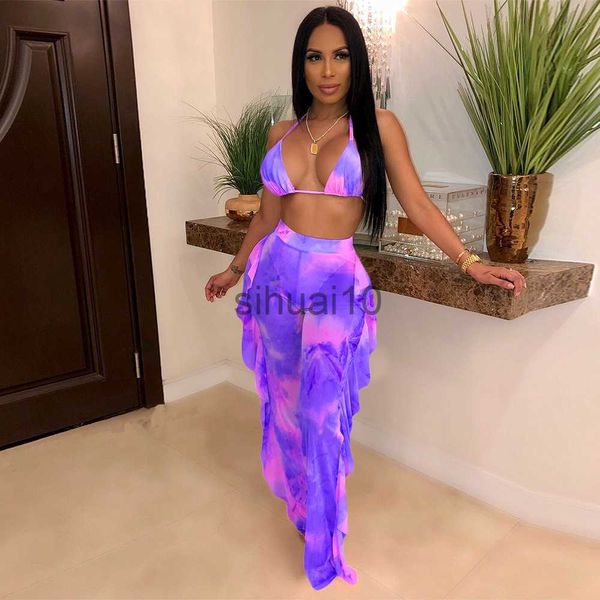 women's two piece pants adogirl tie dye print mesh summer beach two piece set with panties women bra halter crop ruffle wide leg pants, White
women's two piece pants adogirl tie dye print mesh summer beach two piece set with panties women bra halter crop ruffle wide leg pants, White