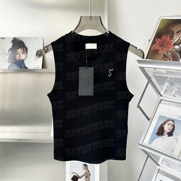 sleeveless knits vest sweaters t shirts with brooch designer tank for women designers ladies pullover, White
sleeveless knits vest sweaters t shirts with brooch designer tank for women designers ladies pullover, White