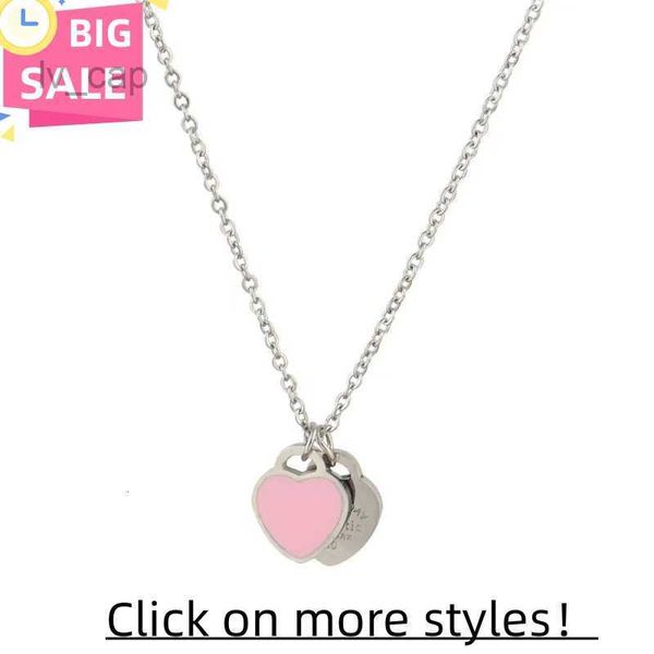 

wholesale jewlery designer for women heart necklace love enamel heart shaped pendant titanium steel valentine's day gift for girlfriend, Silver