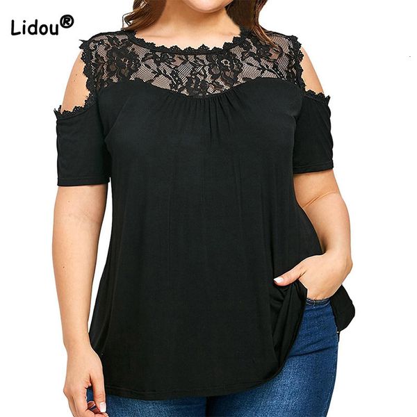 women's plus size t-shirt simplicity black and white plus size t-shirt summer clothes for women casual lace patchwork short sleeve off
women's plus size t-shirt simplicity black and white plus size t-shirt summer clothes for women casual lace patchwork short sleeve off