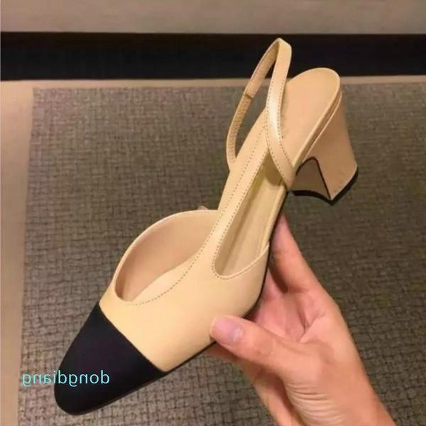 dress high heels fashion shoes genuine leather open on formal chunky heel slingbacks sandals ivcvs, Black;gray