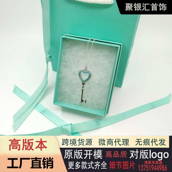 high version tiffay 925 silver v gold material temperament fashion versatile collar heart key enamel pendant necklace
high version tiffay 925 silver v gold material temperament fashion versatile collar heart key enamel pendant necklace