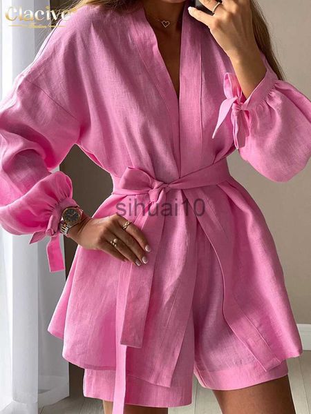 women's two piece pants clacive autumn lace-up robes two pieces set womens casual loose high wiast shorts set elegant pink home suit w, White
women's two piece pants clacive autumn lace-up robes two pieces set womens casual loose high wiast shorts set elegant pink home suit w, White