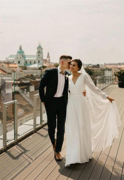 simple a line chiffon wedding dress v neck long sleeves bohemian bridal dresses elegant robe de mariee with veil6129073, White
simple a line chiffon wedding dress v neck long sleeves bohemian bridal dresses elegant robe de mariee with veil6129073, White