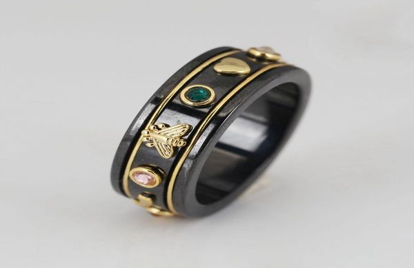 lcon black ceramic bee ring with gold edge stone bee ring vintage ceramic ring4158081, Silver
lcon black ceramic bee ring with gold edge stone bee ring vintage ceramic ring4158081, Silver