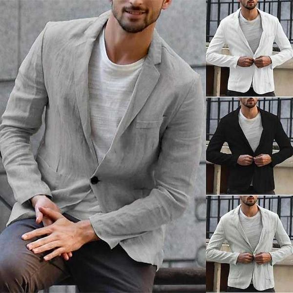 men's lightweight jacket linen suit blazer causal daily wear single breaked turndown streetwear style casual jacket outerwear solid col, Black;brown
men's lightweight jacket linen suit blazer causal daily wear single breaked turndown streetwear style casual jacket outerwear solid col, Black;brown