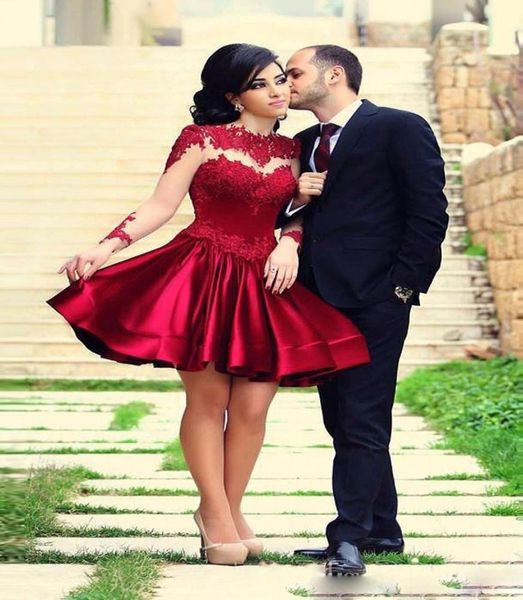 short burgundy formal homecoming dresses lace applique crew neck tulle long sleeves satin aline knee length cocktail party gowns 9711918, Black
short burgundy formal homecoming dresses lace applique crew neck tulle long sleeves satin aline knee length cocktail party gowns 9711918, Black