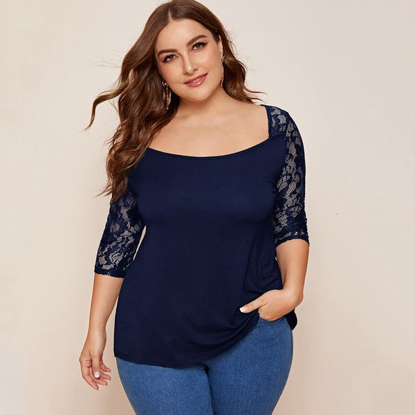 women's plus size t-shirt plus size elegant lace women's half sleeve solid blue summer spring coat a-line t-shirt 5xl 6xl 7xl 8xl, Black
women's plus size t-shirt plus size elegant lace women's half sleeve solid blue summer spring coat a-line t-shirt 5xl 6xl 7xl 8xl, Black