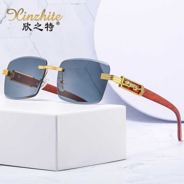 new wooden grain small frame personalized leopard head decorative frameless glasses fashion men's and women's sunglasses, White;black
new wooden grain small frame personalized leopard head decorative frameless glasses fashion men's and women's sunglasses, White;black