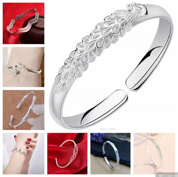 fashion woman plating 925 silver bangle bracelet opening bracelet carp peacock bamboo wave modelling 7 style selection, Black
fashion woman plating 925 silver bangle bracelet opening bracelet carp peacock bamboo wave modelling 7 style selection, Black