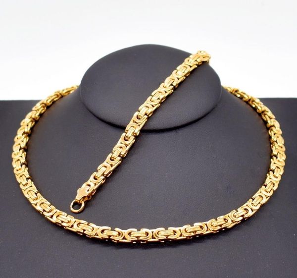 6mm width mens gold color chain stainless steel necklace bracelet set flat byzantine fashion jewelry1822439, Silver
6mm width mens gold color chain stainless steel necklace bracelet set flat byzantine fashion jewelry1822439, Silver