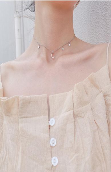 s925 simple temperament stars moon necklace necklace korean new zircon pentagram star crescent choker clavicle chain female3646727, Silver
s925 simple temperament stars moon necklace necklace korean new zircon pentagram star crescent choker clavicle chain female3646727, Silver