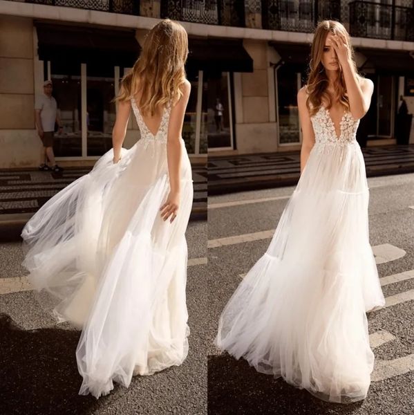 stylish lace backless boho wedding dresses deep v neck a line beaded beach bridals gowns floor length tulle, White
stylish lace backless boho wedding dresses deep v neck a line beaded beach bridals gowns floor length tulle, White
