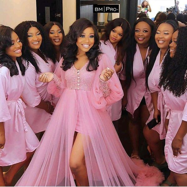 pink tulle bridal robe sleepwear long sleeve lingerie wedding evening bathrobe nightwear custom made robe gowns, White
pink tulle bridal robe sleepwear long sleeve lingerie wedding evening bathrobe nightwear custom made robe gowns, White