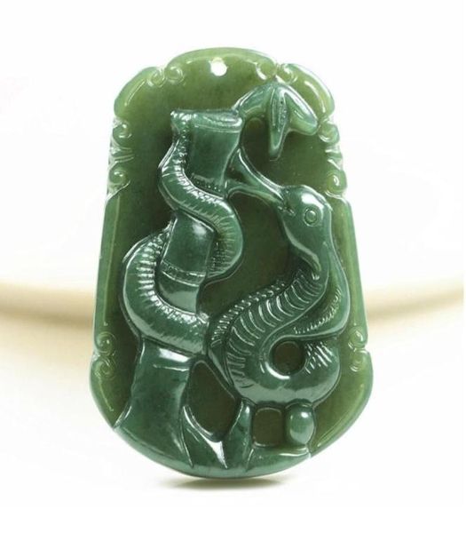 hand carved natural green jade jade gift charm pendant necklace5864855, Silver