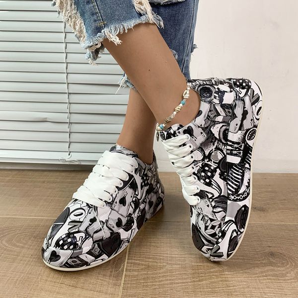 women's spring summer trainer sneakers flats comfy walk casual skateboard shoes flats for woman colorful shoes, Black
women's spring summer trainer sneakers flats comfy walk casual skateboard shoes flats for woman colorful shoes, Black