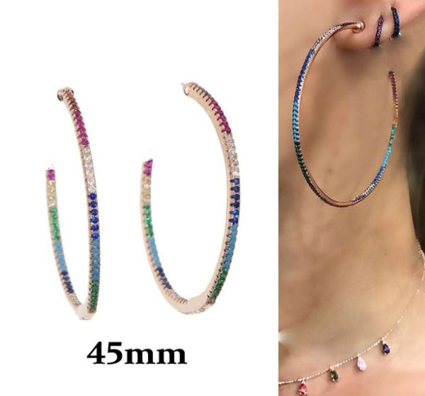 rainbow cz statement girl 45mm big hoop earrings for women lady simple rose gold color punk large circle earring fashion jewelry5451976, Golden;silver
rainbow cz statement girl 45mm big hoop earrings for women lady simple rose gold color punk large circle earring fashion jewelry5451976, Golden;silver