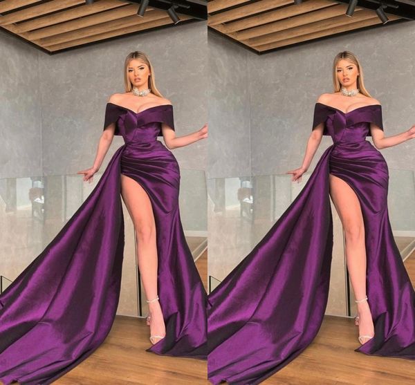 purple mermaid prom dresses long for women off shoulder draped pleats high side split formal wear evening party birthday pageant second rece, Black
purple mermaid prom dresses long for women off shoulder draped pleats high side split formal wear evening party birthday pageant second rece, Black