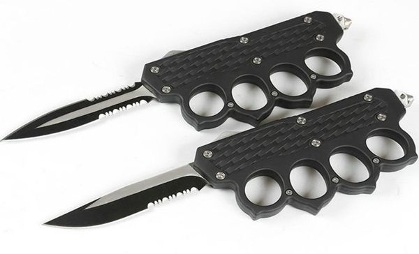 knuckle auto tactical knife 440c double actionsingle edge serrated blade edc pocket gift knives with nylon bag1211410 
knuckle auto tactical knife 440c double actionsingle edge serrated blade edc pocket gift knives with nylon bag1211410