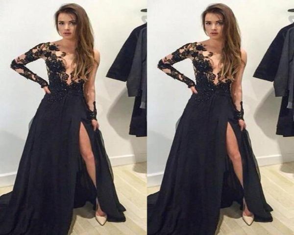 prom dresses side split black chiffon a line with long illusion sleeve appliques chiffon vestido longo evening dress applique1603792
prom dresses side split black chiffon a line with long illusion sleeve appliques chiffon vestido longo evening dress applique1603792