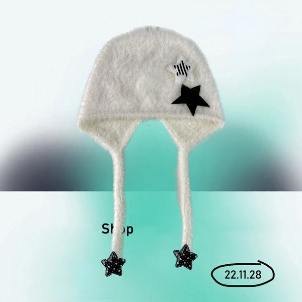 beanie/skull caps y2k in hat cute imitation mink hat women ear protector star decorate lacing strap warm trend sweet winter white beanie cap, Blue;gray
beanie/skull caps y2k in hat cute imitation mink hat women ear protector star decorate lacing strap warm trend sweet winter white beanie cap, Blue;gray