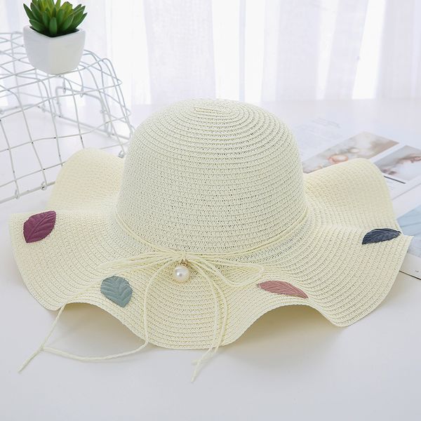 new pearl bow women's straw hat summer outing leaf wave edge beach sunscreen straw hat, Blue;gray
new pearl bow women's straw hat summer outing leaf wave edge beach sunscreen straw hat, Blue;gray