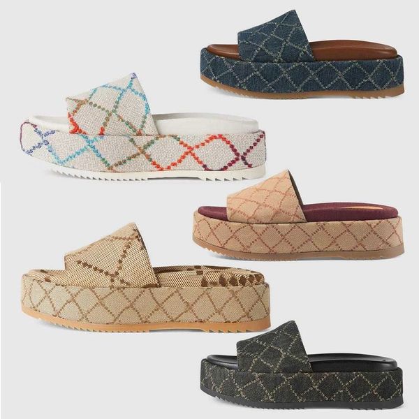 2023 luxury brand slippers fashion embroidery canvas muffin waterproof platform women sandals neutral beach slippers, Black
2023 luxury brand slippers fashion embroidery canvas muffin waterproof platform women sandals neutral beach slippers, Black