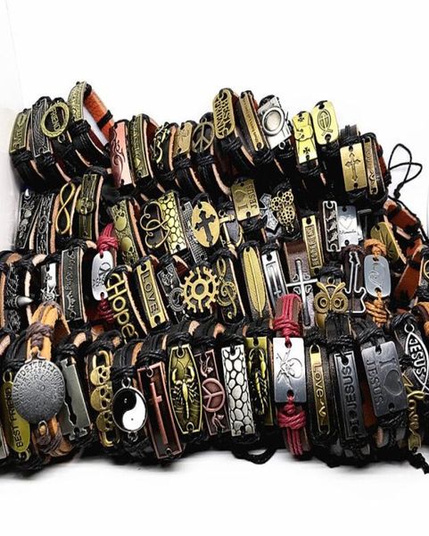 100pcslot mix styles metal leather cuff punk jesus cross biker handmade bracelets men039s women039s jewelry whole l2165981, Black
100pcslot mix styles metal leather cuff punk jesus cross biker handmade bracelets men039s women039s jewelry whole l2165981, Black