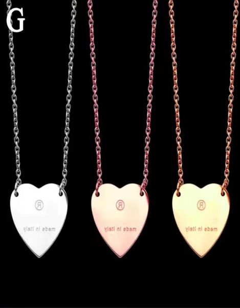 g gold heart necklace female stainless steel couple rose chain pendant jewelry on the neck gift for girlfriend accessories wholesa5734436, Silver