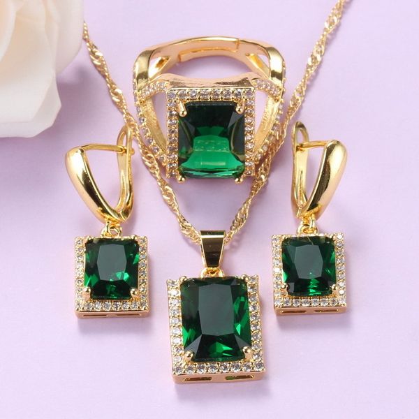 wedding jewelry sets vintage rectangle yellow gold color fashion women accessories green zircon earrings and rings necklace 230717, Slivery;golden
wedding jewelry sets vintage rectangle yellow gold color fashion women accessories green zircon earrings and rings necklace 230717, Slivery;golden
