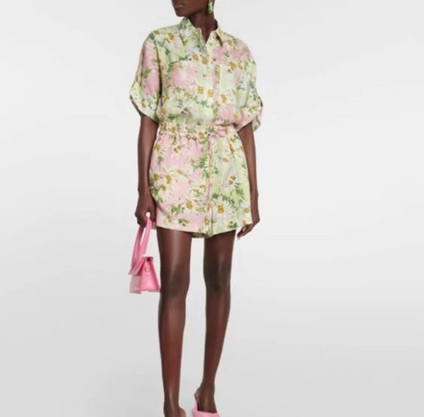 australian designer women's linen shorts and shirt floral printed two-piece set, White
australian designer women's linen shorts and shirt floral printed two-piece set, White