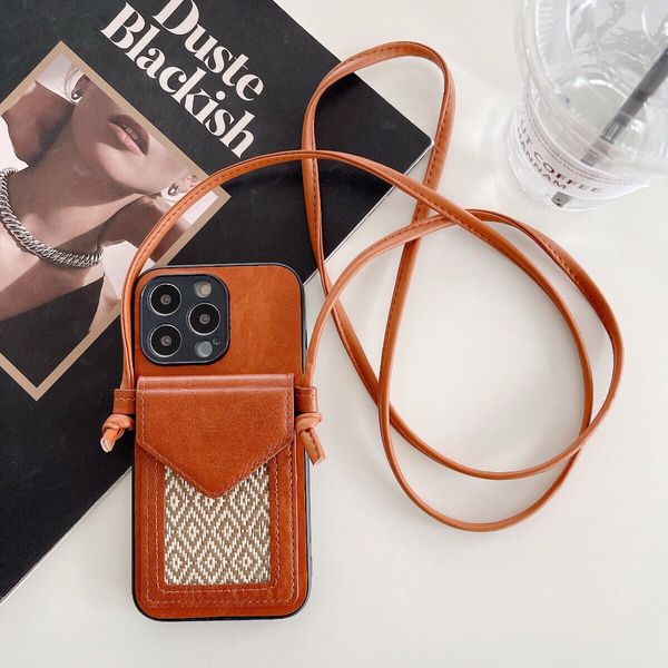 Image of Fashion Luxury Handbag Phone Case Print Leather for Iphone 14 Promax Plus13 Mini Card Bag 11 12 Pro Max Inclusive Cover 808