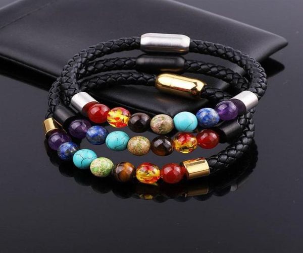 beaded strands jaravvi design stainless steel magnet clasp natural energy stone 7 chakra genuine leather bracelet men300y7845233, Black
beaded strands jaravvi design stainless steel magnet clasp natural energy stone 7 chakra genuine leather bracelet men300y7845233, Black