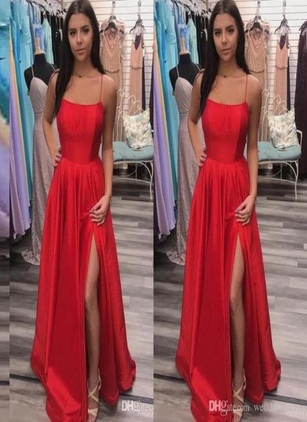 simple red a line prom dresses spaghetti straps floor length high side split satin formal dress evening gowns vestidos 8230185, Black
simple red a line prom dresses spaghetti straps floor length high side split satin formal dress evening gowns vestidos 8230185, Black