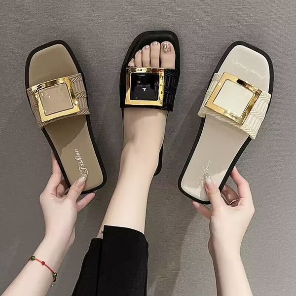 summer women's fashion slippers outdoor beautiful square buckle comfortable lightweight personality leisure beach sandals special, Black
summer women's fashion slippers outdoor beautiful square buckle comfortable lightweight personality leisure beach sandals special, Black