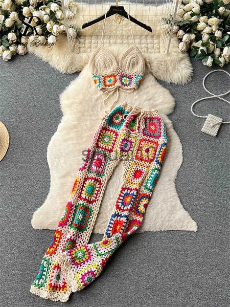 women's two piece pants singreiny knitted beach two pieces suits women strap mini camis+elastic waist long pants set streetwear hollow, White
women's two piece pants singreiny knitted beach two pieces suits women strap mini camis+elastic waist long pants set streetwear hollow, White